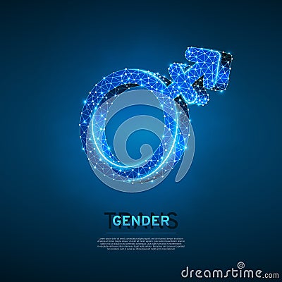 Transgender male or female symbols. Wireframe digital 3d. Low poly transsexuality Abstract Vector polygonal neon LGBT Vector Illustration