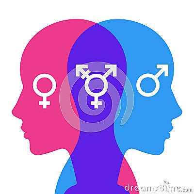 Transgender man. choosing your gender yourself. psychological disorder. Vector Illustration