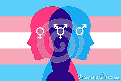 transgender man. choosing your gender yourself. psychological disorder. Vector Illustration