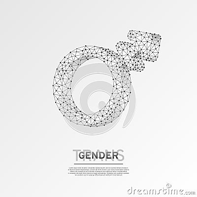 Transgender male or female symbols. Wireframe digital 3d. Low poly transsexuality Abstract Vector polygonal origami LGBT Vector Illustration