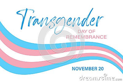 Transgender pride flag in baby blue, pink and white stripes. Vector background, banner template for Transgender Day of Vector Illustration