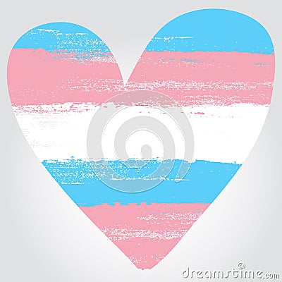 Transgender pride flag in a form of heart Vector Illustration