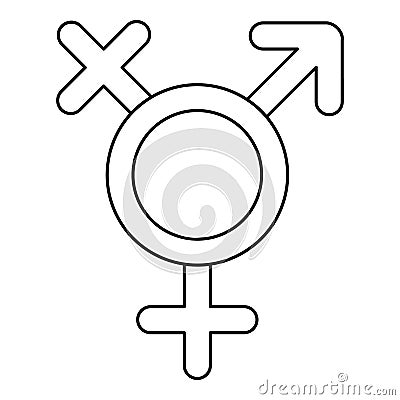 Transgender sign icon, outline style Vector Illustration