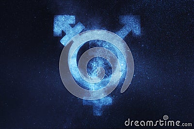 Transgender symbol. Trans gender sign. Abstract night sky backg Stock Photo