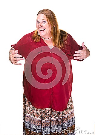 Transgender Woman in Pearl Necklace Gesturing Stock Photo