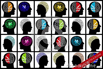 Transhuman Heads Display Stock Photo