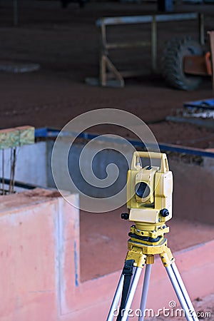 Transit level in operation in the building under construction Editorial Stock Photo