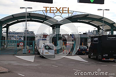 Transit terminal for the ferry in Den Helder to the island of Texel Editorial Stock Photo