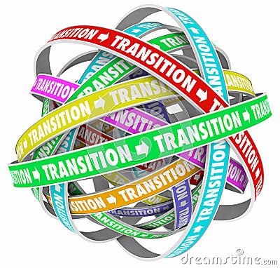 Transition Change Process Evolution Words Loops Stock Photo