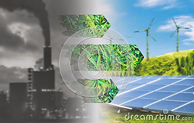 energy transition from fossil fuel to green energy Stock Photo