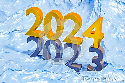 Transition from 2023 to 2024: Embracing the New Year's Wave of Change Stock Photo