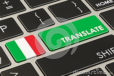 Translate concept on keyboard with Italian flag, 3D rendering Stock Photo