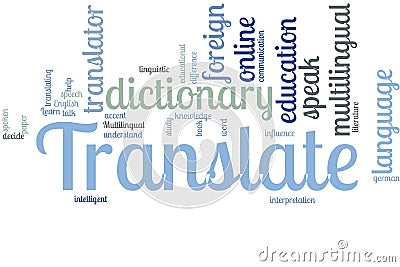 Translate word cloud Stock Photo