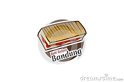 Translation: Bandung specialty toast. Logo for Bandung`s typical Baked bread culinary Vector Illustration