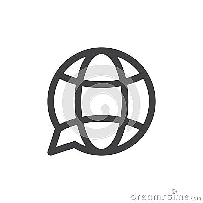 Translation globe line icon, outline vector sign, linear style pictogram isolated on white. Vector Illustration