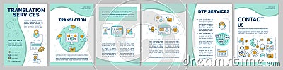 Translation services brochure template layout. Audio transcription. Flyer, booklet, leaflet print design with linear Vector Illustration