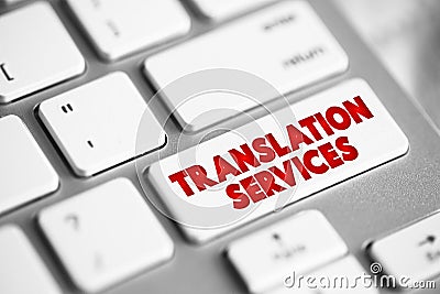 Translation Services button on keyboard, business concept background Stock Photo