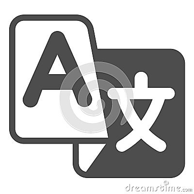 Translator badge solid icon, windows pack concept. Vector graphics. Translate program, languages sign on white Vector Illustration