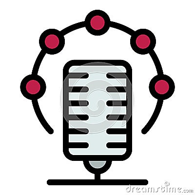 Translator microphone icon color outline vector Stock Photo