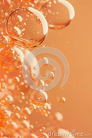 Translucent bubbles floating against a gradient coral backdrop, capturing the lightness and effervescence for a backdrop Stock Photo