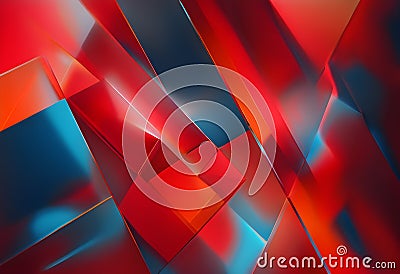 Translucent colored geometric shapes create depth with sharp angles and smooth transitions Stock Photo