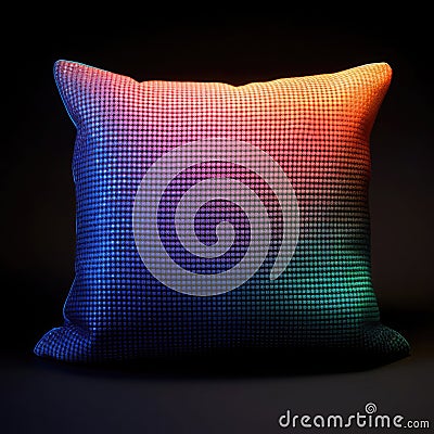 Translucent cushion on a dark background, gradient transition of the color spectrum, pointillism Stock Photo