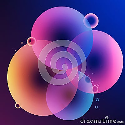 Translucent overlapping spheres in varying sizes form a digital abstract pattern. The Stock Photo