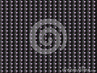 Translucent purple garden flower floral background concept wallpaper with repeated figures. Seamless pattern on black background. Cartoon Illustration