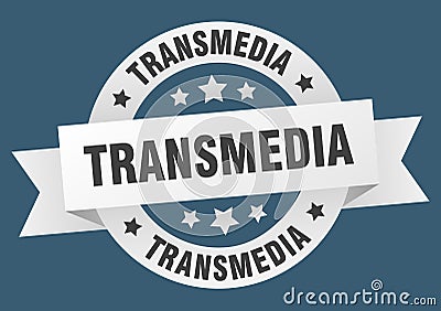 transmedia round ribbon isolated label. transmedia sign. Vector Illustration