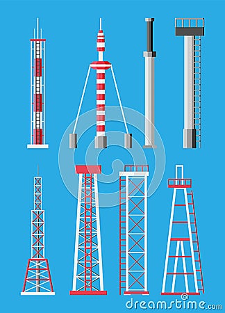 Transmission Cellular Tower Antenna. Vector Illustration