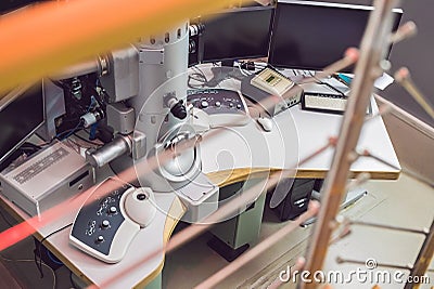 Transmission electron microscope in a scientific laboratory Stock Photo