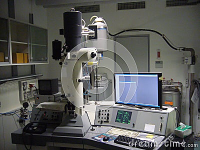 Transmission electron microscope in a scientific laboratory. Germany, Golm-November, 2010 Editorial Stock Photo