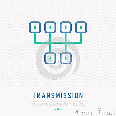 Transmission thin line icon. Modern vector illustration of gearbox Vector Illustration