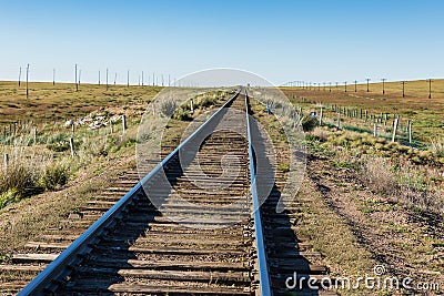 Transmongol Railway, single-track railway Stock Photo