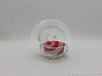 A Transparant ring case on white isolated background Stock Photo