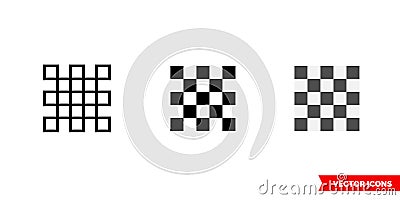 Transparency icon of 3 types color, black and white, outline. Isolated vector sign symbol. Vector Illustration