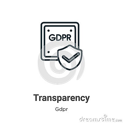 Transparency outline vector icon. Thin line black transparency icon, flat vector simple element illustration from editable gdpr Vector Illustration