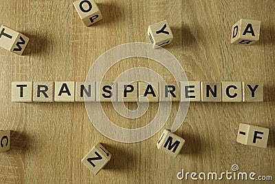 Transparency word from wooden blocks Stock Photo