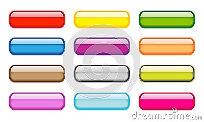 Transparent aqua buttons set Vector Illustration