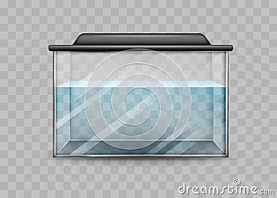 Transparent aquarium with water isolated template Vector Illustration