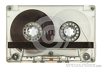 Transparent audio compact cassette isolated on white Stock Photo