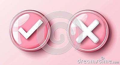 Transparent background with glossy red crosses and green checkmarks, perfect for user interface design, decision-making Stock Photo