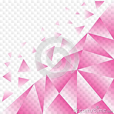 Abstract Pink Polygonal Texture with Broken Pieces in Transparent Background Vector Illustration