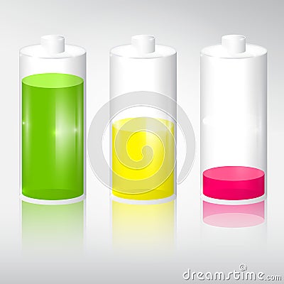 Transparent Battery Life Icon Set Vector Illustration