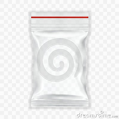 Transparent Blank Filled Plastic Bag With Ziplock Stock Photo