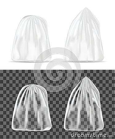 Transparent blank packaging. Sachet for bread, coffee, sweets Vector Illustration