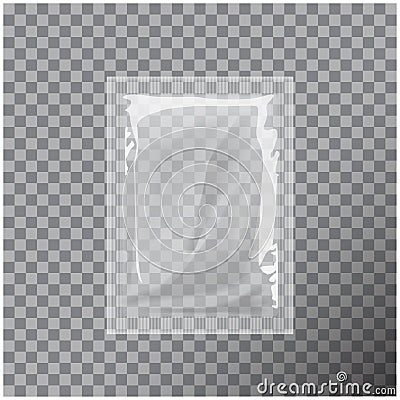 Transparent Blank template Packaging Foil wet wipes Pouch Medicine. Vector Illustration