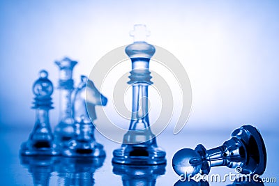 Transparent blue chess Stock Photo