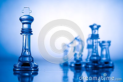 Transparent blue chess Stock Photo