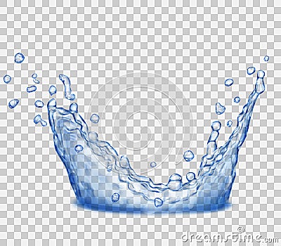 Transparent blue crown from splash of water Vector Illustration